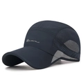 Dark blue breathable mesh baseball cap with side reflective strips for outdoor running - Adjustable / Navy Blue