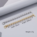 Bracciali a catena con chiusura OT in acciaio inossidabile oro e argento, larghezza 10 mm - Catena a Perle Quadrate / Color Acciaio