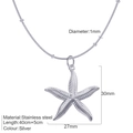 Silver stainless steel starfish pendant necklace with a minimalist snake bone chain - Steel-Starfish Necklace (S9)