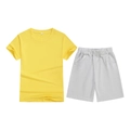 Kids' summer sports set featuring a bright yellow T-shirt and light grey elastic shorts - Top And Bottom / Yellow/Grey / 100cm