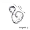 Irregular silver titanium steel ring detail showing size dimensions and 5.1g weight - XB46643AW0/Silver Abstract Curves