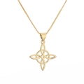 Minimalist gold plated Celtic Witch's Knot pendant necklace with elegant box chain detail - Celtic Knot