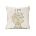 Linen cushion cover featuring a cute cartoon triceratops and Be Brave typography - Triceratops