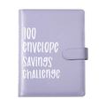 Light purple A5 PU leather 100 envelope savings challenge binder with snap closure - Binder Shell / Purple
