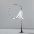 Cat feather toy with suction cup base and flexible wire rod for self-play indoor fun - Standard Suction Cup - White Feather