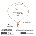 18k gold plated stainless steel fishbone pendant necklace with adjustable chain length - Gold
