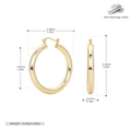 Specifiche dettagliate delle dimensioni per orecchini a cerchio in argento sterling 925 - 40mm / Argento 925 placcato oro giallo
