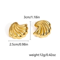 Golden shell-shaped vintage earrings with a high-polished finish and size markings - Lava Irregular Style (ER24Y0492)