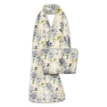 Wasserdichtes Lätzchen für Erwachsene mit Blumendruck und Kolibri-Muster inklusive Beutel - Elegante Blumen B02