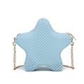 Light blue star-shaped PVC jelly handbag with beaded texture and gold chain strap - Glitter Sky Blue