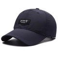 Dark blue breathable quick-dry baseball cap with rectangular logo for outdoor sports - Non-perforated Style / Dark Blue