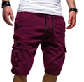 Detail van bordeauxrode heren cargo shorts met trekkoord en grote zijzakken - S / Bottoms / Fuchsia