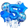 Detailed cluster of blue number 5 foil balloon and Happy Birthday star decorations - Number 5 / Dark Blue