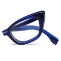 Occhiali da sole cat eye blu reale traslucido con montatura geometrica moderna - Montatura Blu Scuro Lente Trasparente