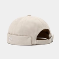 Beige cotton brimless docker hat with heart embroidery and adjustable metal buckle - Adjustable / Beige