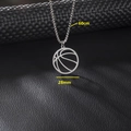 Silver stainless steel basketball pendant necklace with 60cm square pearl chain for men - Silver Basketball Pendant (2-GXL145) / Chain Length 60cm/Pendant 28mm