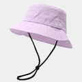 Detail of light purple sun hat featuring breathable laser-cut holes and windproof cord - M (56-58cm) / Light Purple