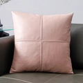 Rosafarbenes quadratisches Kissen aus Kunstleder mit Kreuznähten auf Sofa - 40*40cm (Nur Bezug) / Modisches Rosa