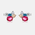 925 sterling silver stud earring set featuring colorful cubic zirconia gemstones - 925 Silver / Platinum-938