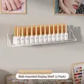 Enkele muurgemonteerde transparante acryl nagellak display plank van 44,5x7x6,5cm - 1 Stuk / Lijm