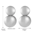 Boucles d'oreilles boules argentées en acier inoxydable avec détails de dimensions - Argent