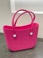 Waterproof EVA tote bag in vibrant rose red with signature perforated holes and top handles - Large / Rose Red