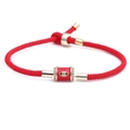 Adjustable red braided rope bracelet with golden evil eye bead and sparkling crystals - Red Rope With Red Evil Eye