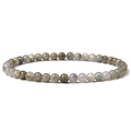 Minimalist 4mm natural labradorite stone bead elastic bracelet with blue fire highlights - White Labradorite