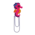 Rosa Seepferdchen-Lesezeichen aus PVC-Weichgummi mit Metallklammer auf Weiß - Seepferdchen