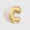 Gold bubble letter C charm pendant for DIY jewelry making with retro 3D glossy finish - Letter C / Gold