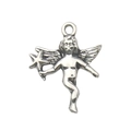 Vintage silver angel cupid pendant featuring a winged cherub holding a small star charm - Angel Holding Star-19x24mm-1.7g-9806