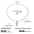 Gouden roestvrijstalen kruis ketting met witte zirkonia stenen en O-ketting - Goud-001