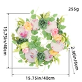 Rosa-gelber Kunstrosenkranz mit Porzellanbasis, 40cm Durchmesser für die Wandmontage - Rosa Blumen-Teller Kranz