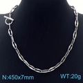 Collana in acciaio al titanio con chiusura OT per donna, lunga 450mm e larga 7mm - Color Acciaio