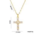 Collana a croce placcata in oro con ciondolo in micro-pave di zirconi e catena - Croce in Zircone Bianco Oro (505)