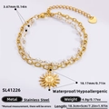 Zweilagiges 18K vergoldetes Edelstahl-Armband mit Perlenkette und Sonnenanhänger-Design - Doppellagige Sonnenperle (SL41226)