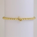 18k gold plated beaded elastic bracelet with a sparkling zircon pave letter L pendant - Letter L