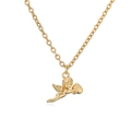Punk gouden ketting met Cupido engel hanger die een hart vasthoudt met spiegelreflectie - Engel die Hart Vasthoudt / Goud