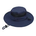 Detail of dark blue sun hat with mesh ventilation and adjustable drawstring - Navy Blue