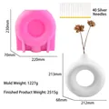 Detailed dimensions of circular silicone vase mold with white donut finished product - Large Size / Includes 40 Needles