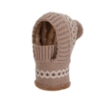 Winter thermal knit hooded scarf with fleece lining and geometric jacquard pattern - Khaki