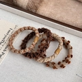 Set of four durable coffee-toned woven hair elastics in brown and beige colors - Beige Coffee Series [4Pcs]