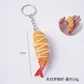 Realistic tempura shrimp keychain with golden breading and red tail, 7cm length charm - Salad Sauce Breaded Tempura Thin Shrimp (Keychain)