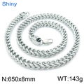 8mm silver stainless steel keel chain necklace with lobster clasp, 650mm long - Silver 650x8mm (KN115443-K)