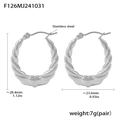 Pendientes de aro corazón de acero inoxidable plateado con medidas precisas - Estilo de Corazón en Espiral Color Acero (F126)