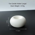 Minimalist white matte ceramic ring candle holder in large size with sleek tire design - Unglazed Tire Candle Holder Large