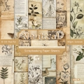 Neutral 6x6 inch scrapbooking paper pad with 12 vintage designs for DIY album crafts - 21027b 24 Sheets