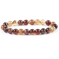 8mm striped agate beaded bracelet with polished round stones in earthy natural tones - 8mm / Coffee Agate