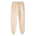 Men's solid cream fleece joggers with elastic drawstring waist and ribbed ankle cuffs - S / Khaki