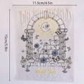 Detailed view showing dimensions of suncatcher window film with moon and sun motifs - RPS058: Celestial Soul World